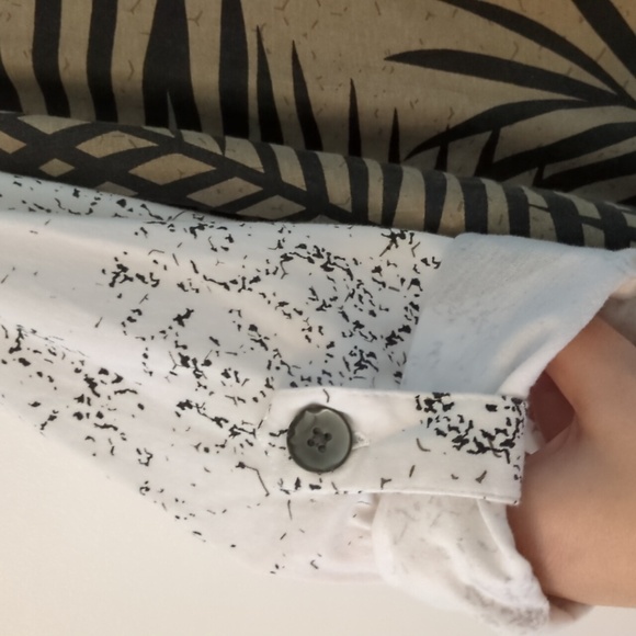 Parsley& Sage Button Down Rolled Tab sleeves Boho Casual Stretchy Relaxed Shirt - Picture 5 of 8